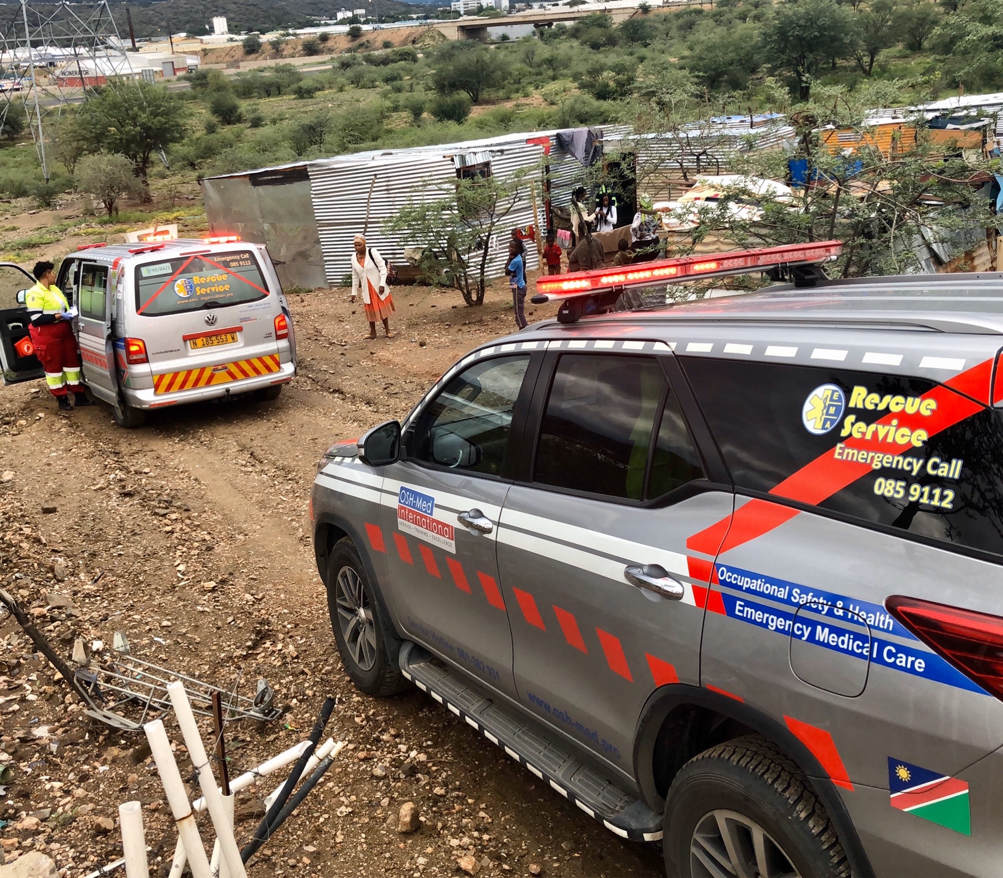 Emergency responders working at a rescue scene